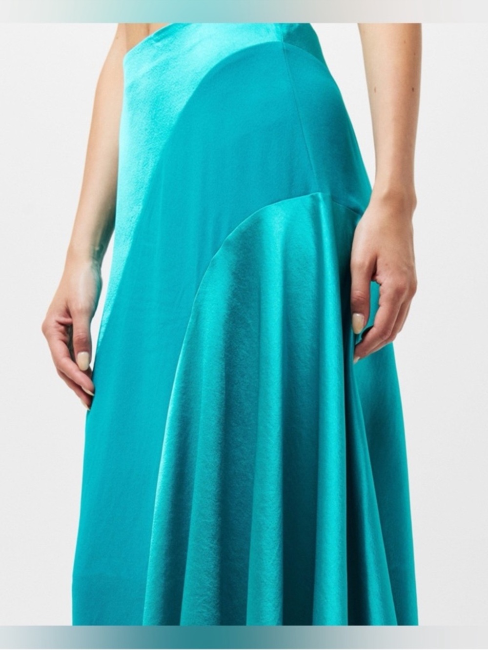Ted Baker London Asymmetrical Satin Green Skirt Size 8.